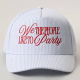 We The People Like To Party Seersucker Hat: Blue