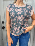 Modern Floral Top: Deep Sage