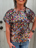 Sequin and Spritz Top: Multi-Color