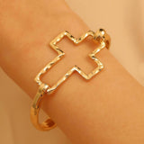 Hammered Cross Bangle: Silver