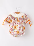 Fall Florals Smocked Bubble: Orange Mix