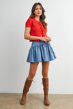 Dotted Doll Mini Skirt: Denim