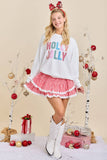 Holly Jolly Gingham Pullover: White