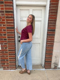 Signature Style Smocked Top: Wine