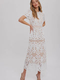 Oh Darling Midi Lace Dress: Ivory