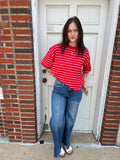 Striped Just Right Top: Red/White