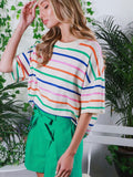 Colorful Striped Sweater Top: Multi