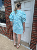Prim & Proper Mini Dress: Sky