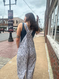 Vintage Charm Overalls: Ivory/Blue