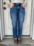 Rocky Seamed Straight Denim: Medium Wash