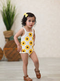 Summer Sunflower Crochet Romper: Ivory Mix