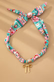 Christmas Bow Scarf Necklace: Pink/Mint
