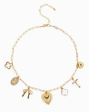 Heart Chunky Charm Necklace: Gold