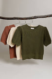 Braided Beauty Knit Top: Camel