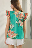 Floral Hues Blouse PLUS: Turquoise Multi