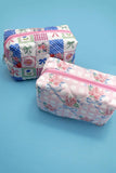 Floral Cosmetic Pouch Bag : Pink/Royal Mix