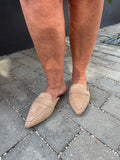 Mischief Mules: Camel Faux Suede