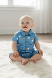 Star Of The Show Romper: Blue Denim