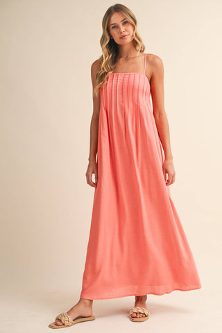 fitted lace wedding dress Coral Strapless Smocked Tiered Summer Maxi Dress Large main image 1