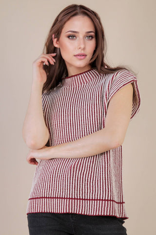 Pinned and Knitted Top: Maroon
