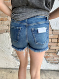 Fun On Repeat Denim Shorts: Dark Wash