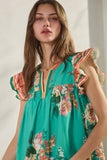 Floral Hues Blouse PLUS: Turquoise Multi