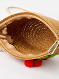 Charming Cherry Accent Crossbody Bag: Natural