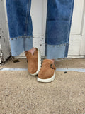 Tardy Sandals: Tobacco Faux Suede