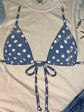 *RESTOCKED* Polka Dot Bikini Top Tee: Cream