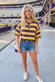Gameday Stripe Top: Purple/ Yellow