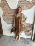 Casual Corduroy Dress: Camel