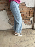 Kris Wide Leg Denim: Light Wash