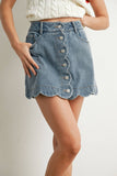 Sweet Scallop Denim Skirt: Mediumwash