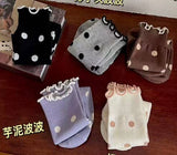 Polka Dot Crew Socks: Off White