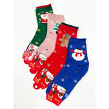 Cute Christmas Theme Cozy Socks: Multi-Color