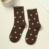Polka Dot Crew Socks: Black