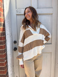 Sugar and Spice Knitted Pullover: Brown/Cream