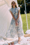*RESTOCKED* In a Garden Mood Midi Dress: Sky Blue