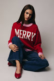 Merry Mistletoe Sweatshirt: Red/Pink