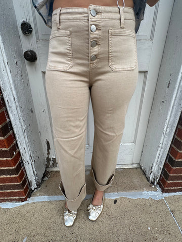 Callie Straight Leg Jeans: Tan