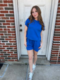 Luxe Sand Wash Tee Set: Deep Indigo