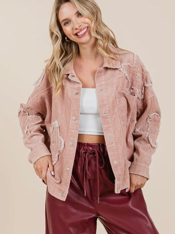 Flower Child Corded Jacket: Blush