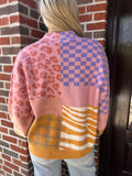 Wild Streak Cardigan: Pink Multi