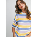 Sweet Stripes Knit Top : Ivory/Pink