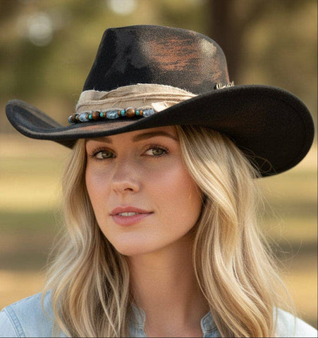 Vintage Coastal Cowgirl Hat: Black