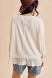 Lace And Leisure Pullover Top: Cream