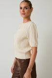 Braided Beauty Knit Top: Camel