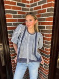 Porch Swing Stripe Blouse: Dark Navy