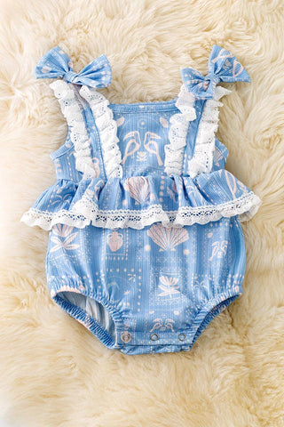 Seaside Babe Bubble Romper: Blue
