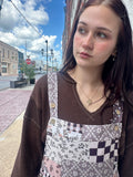 Vintage Revival Patchwork Overalls: Brown Mix